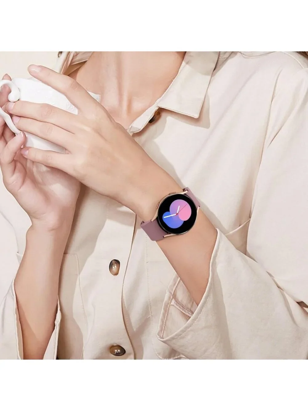 Unisex Smoke Violet Analog Soft Silicone Replacement Strap Samsung Galaxy Watch